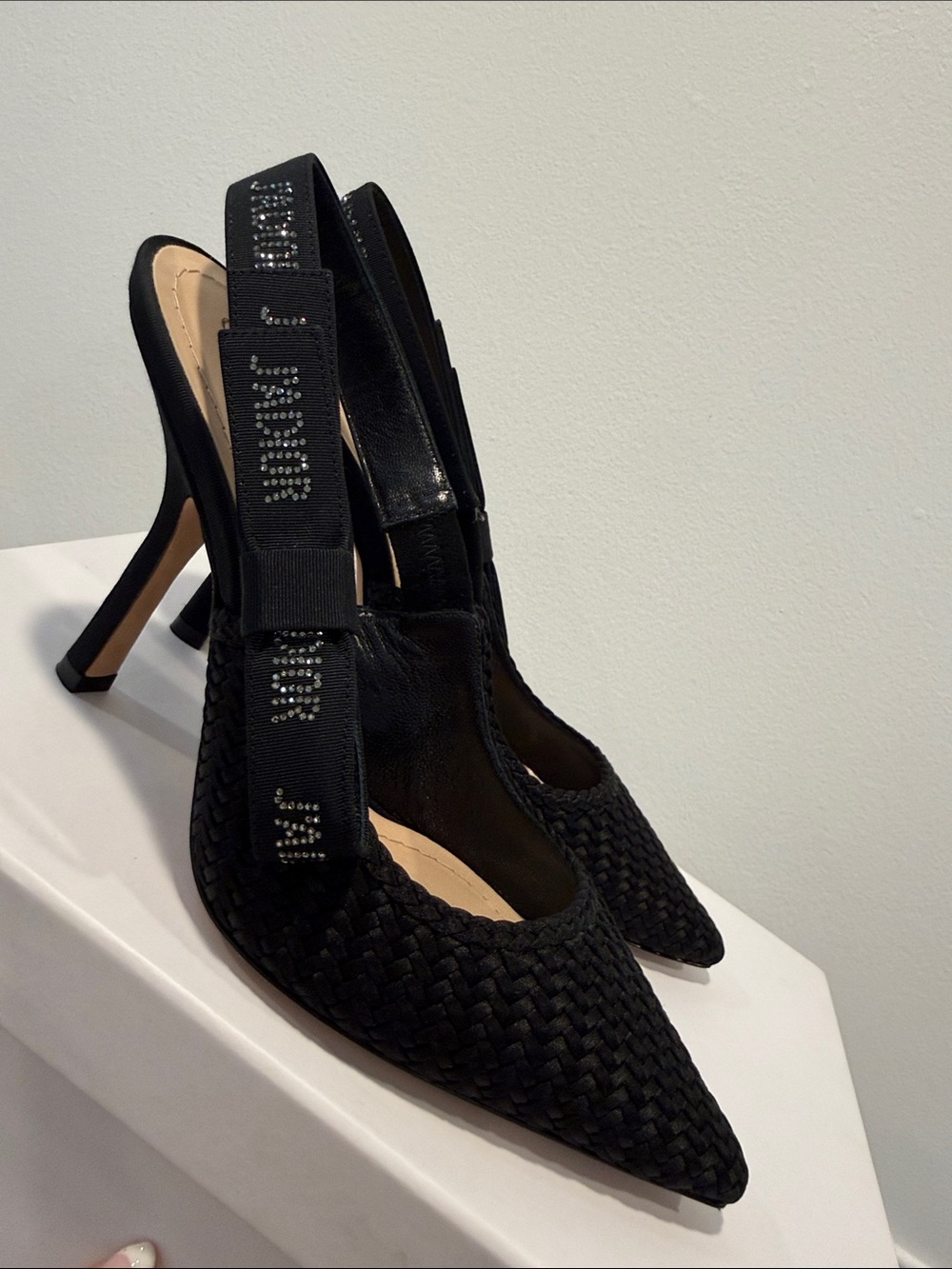 Christian Dior J’Adior Slingback Pumps Black Crystal Rhinestones 37 Worn Once